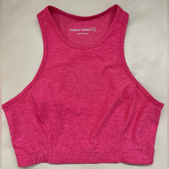 Outdoor Voices Flamingo Pink Athena Crop Bra Top S - Picture 2 of 6